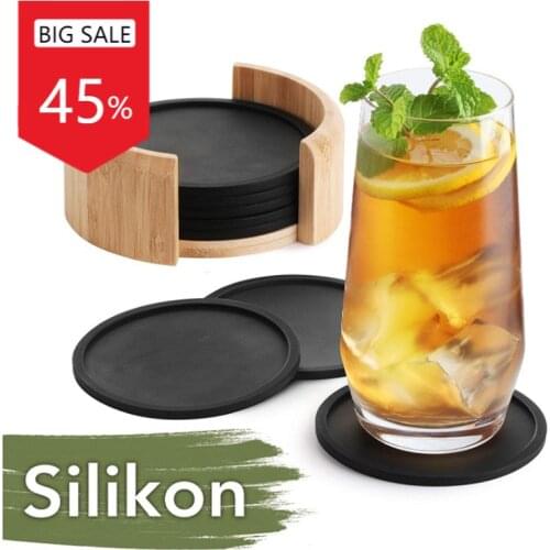 Non-slip Silicone Drinking Coaster Set Holder Cup Mat Pad Coaster Table Placemats Nonslip Coffeee Cup Mat Kitchen Accessories