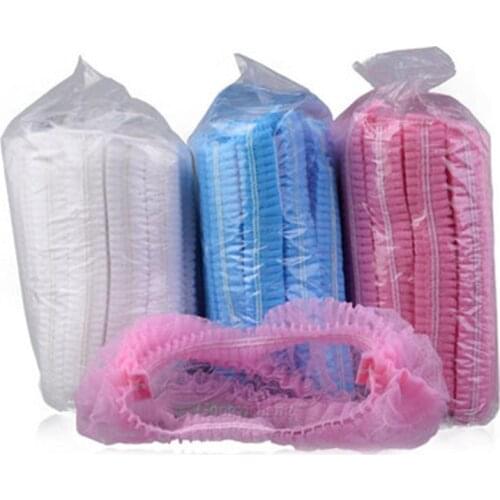 Hot sale 10PCS Non-woven Disposable Shower Caps Pleated Anti Dust Hat Women Men Bath Caps for Spa Hair Salon Beauty Accessories