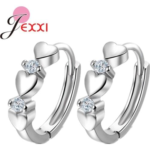 New Sweet Heart Shape 925 Sterling Silver Tiny Hoop Earrings For Women Girls Fashion New Year Jewelry Gifts For Her