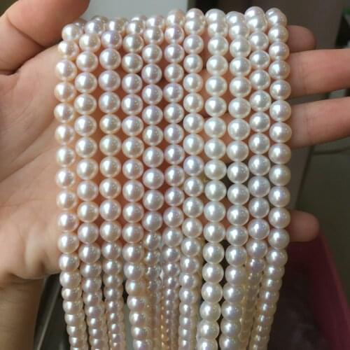 Freshwater Pearl Necklace Round Shape with Size 7-7.5mm Perfect Luster for Jewelry DIY Loose Freshwater Pearls Strands