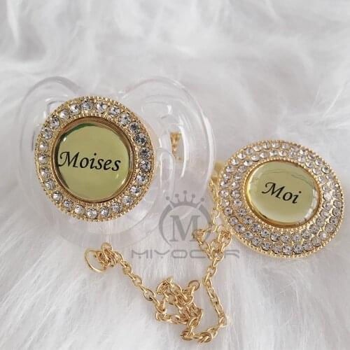 MIYOCAR Personalized any name can make many colors bling pacifier and pacifier clip BPA free dummy bling unique design P11