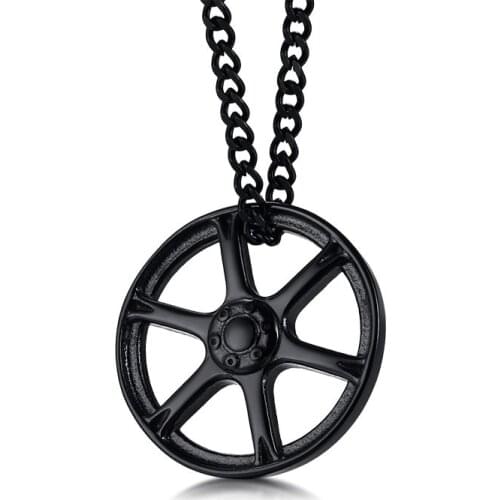 2021 Stainless Steel Tire Pendant Steel Color Hip Hop Style Pendant All-match Fashion Accessories Customized For Men'Necklace