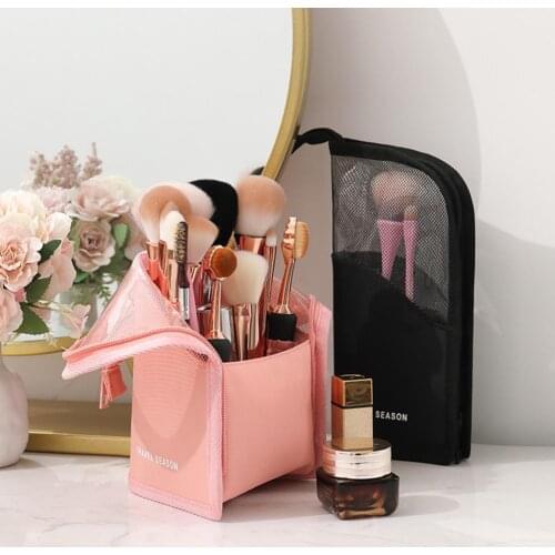 Cosmetics Bag Portable Convenient Lightweight Stand Cosmetic Bag Zipper Makeup Storage Pouch for Home