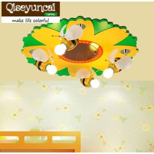 Qiseyuncai 2018 new Small dense bee flower LED, children ceiling lamp, creative cartoon, animal modeling, childrens room lamps