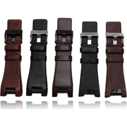 32*17mm Black Brown Genuine Leather With Stainless Steel Clasp Watchband Strap Dedicated Men Fit Diesel DZ4246 DZ1273b Bracelet