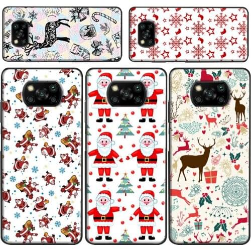 Christmas Santas seamless Deer Pattern Case For POCO X3 Pro M3 F1 F2 F3 Coque For Xiaomi Mi 11 Ultra Note 10 Lite Mi 9T 10T Pro