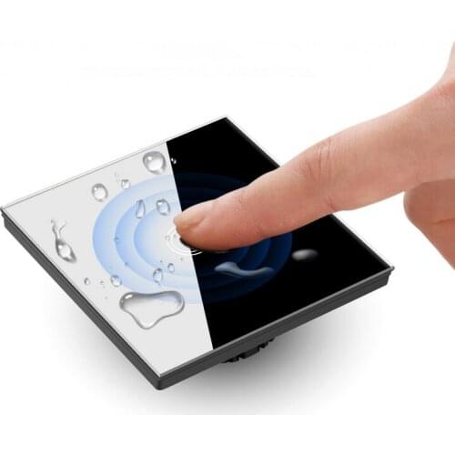 AC 110-240V Tempered Black White Crystal Glass EU/UK single wire Touch Switch Power Led Panel Wall Light Switches 1/2/3 Gang