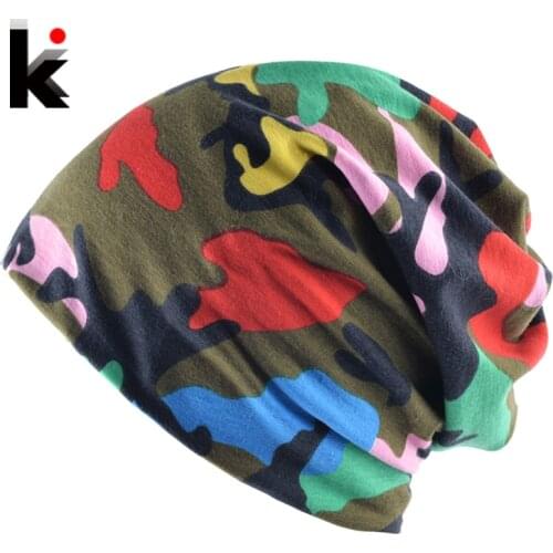 New Fashion Camo Turban Hats For Women Men Spring And Autumn Soft Beanies Muffler Scarf Dual-Use Caps Unisex Hip-Hop Bonnet