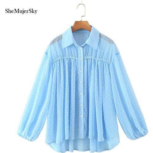 SHEMUJERSKY Light Blue Blouses