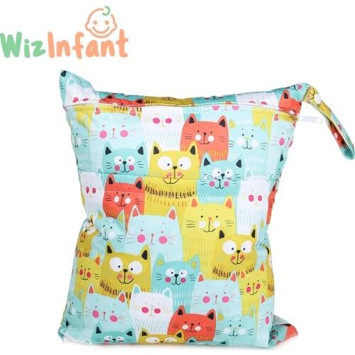 Iclothup Baby Washable Diaper Nappy Bag, Dual Pockets Wetbag, Dual Zippers with Handle, Waterproof and Resuable