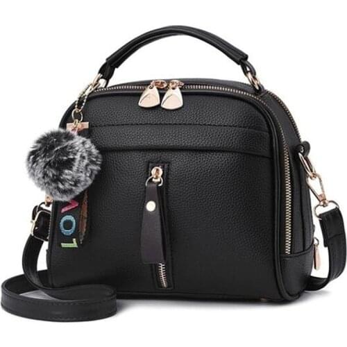PU Leather Handbag For Women Girl Tassel Messenger Bags With Ball Bolsa Female Shoulder Bags Ladies Party Crossby Bag
