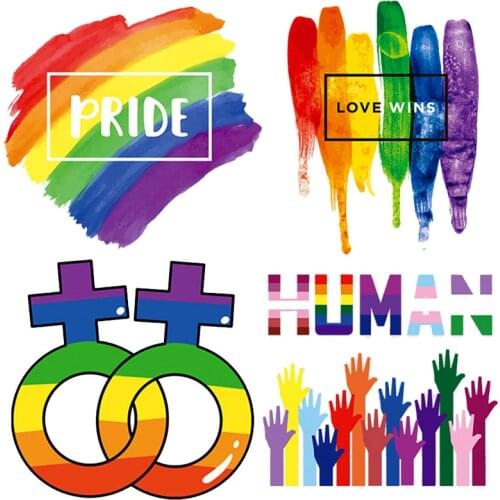 Iron On Transfers For Clothes Stripe Heat Transfer Thermo Patches LGBT Pride Gay Patch Stickers For Clothes Hoodie T Shirt Badge