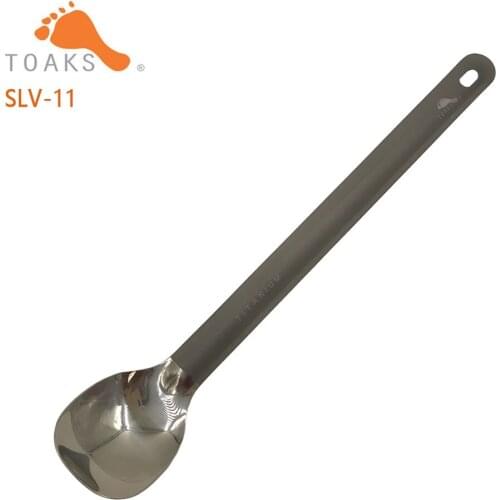 TOAKS SLV-11 Titanium Long Handle Spoon with Polished Bowl Outdoor Picnic and Household Dual-Use Tableware 217mm