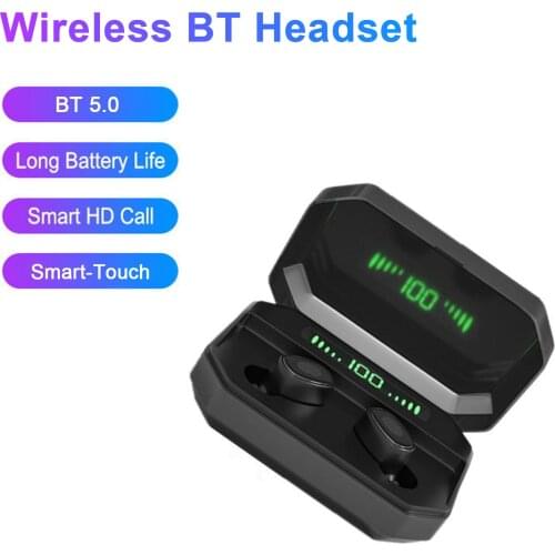 TWS-07 Mini In-Ear BT Headphones with Deep Base Noise Reduction Waterproof Earphones LED-Digital Display HD Call Earbuds MIC