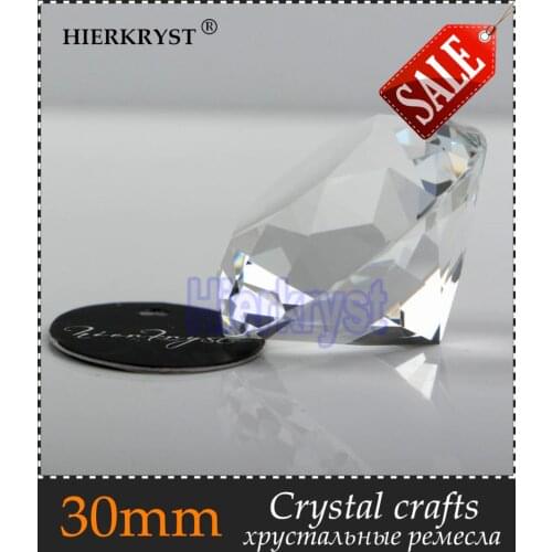 HIERKYST 1pc Clear Glass Crystal Diamond Paperweight Rainbows Cut Crafts Wedding Decoration Europe Style Ornaments 30mm #2005-10