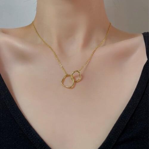 Vintage Gold Irregular Circle Pendant Necklace For Women Fashion Geometry Pearl Daisy Pendant Necklaces 2021 Trend Jewelry Gifts
