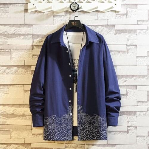 Chinese Style Embroidered Jacket 2021 Cotton Linen Tang Suit Harajuku Button Chinese Tunic Suit Plus Size Tops Men Cloting 30513