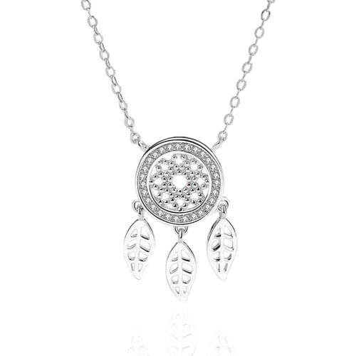 Authentic 925 Sterling Silver Hexagram Dream Catcher Crystal Pendant Cross Chain Necklaces For Women Wedding Party Jewelry Gift