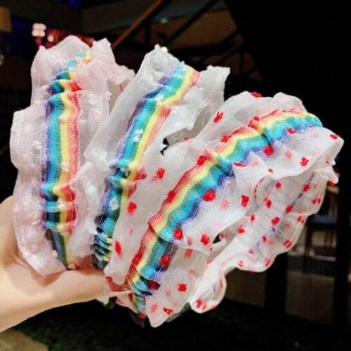 Women Colorful Rainbow childrens schoolgirls Teenagers childrens hairpin hairband Yarn Tulle headband girl hair head