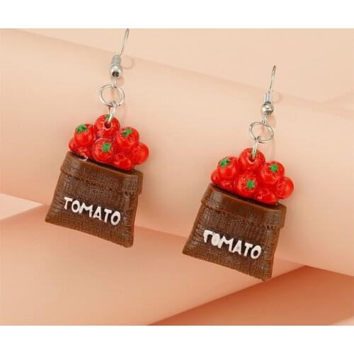 1 Pair Retro Sack Tomato Grape Creative Fruit Earrings Women Simple Style Jewelry Charms Gift Crafts