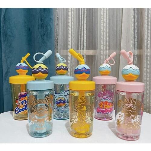 1pcs Creative Mixing Ice Cup Can Be Used for Tea, Drinks, Ice Water and Other Cartoon Cute Korean Creative Sippy Cup