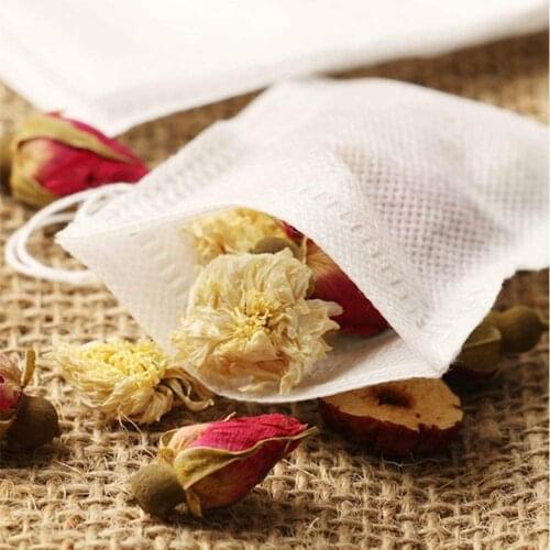 100 Pcs Food Grade Disposable Tea Bags Filter Non-woven Fabric Spice Filters Teabags with String Heal Seal Scented Tea Bags