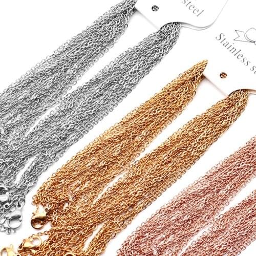 12pcs/lot Stainless Steel 1.5mm/2mm NecklaceMen Women Link Chain Necklaces For Jewelry Wholesale