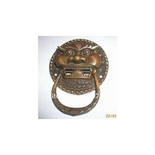 14 free ship Large Chinese BRASS Foo Dog Foo Lion Door Knocker 3.8'' wedding Brass Fine Arts Crafts decoration