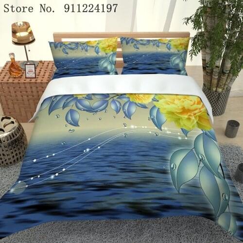 3D Water Drop Printing Duvet Cover Flower Bed Sheet Kids Adults Bedding Sets 2/3Pcs High Quality Bedspread Twin/Full Queen/King
