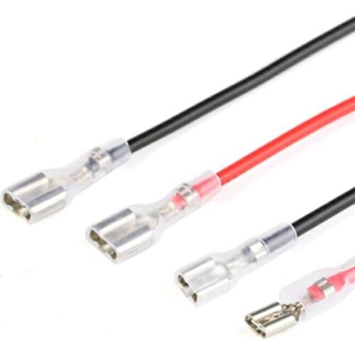 5pcs 4.8mm 6.3mm connecting terminal splice with sheath single end long 10cm/20cm Wire harness
