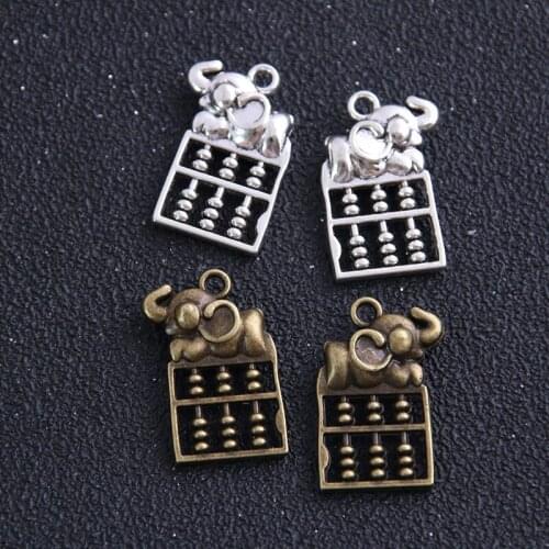 6pcs 16*24mm Two Color Metal Zinc Alloy Elephant Abacus Charms Fit Jewelry Animal Pendant Charms Makings