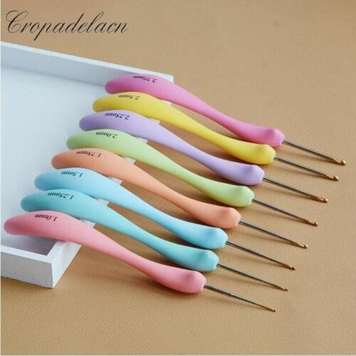 8 pieces Crochet hook PVC pins candy Colorful Bending Spoon Plastic kit Knitting needles [1.0MM-2.75MM] DIY Crafts Weaving tools