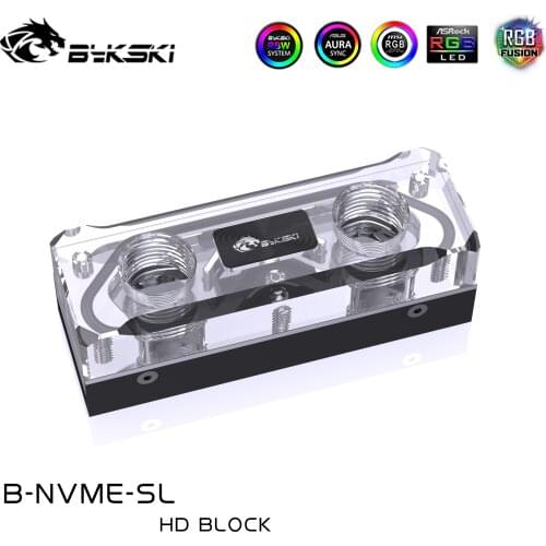 Bykski M.2 Ssd Full Acrylic Water Cooling Block Using For Solid State Drive Hard Disk cooler Radiator B-NVME-SL