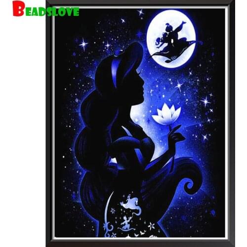 Princess Prince Lotus Flower Diamond Painting Cartoon 5d Diy Diamond Embroidery Cross Stitch Childrens Gift Needlework B89