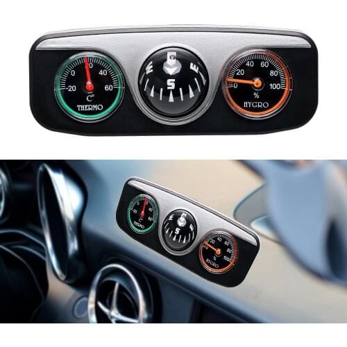 Car Interior Decoration Compass Thermometer Hygrometer 3 In 1 Dashboard Ornaments For Boat Truck Off Road 4x4 Auto Accessories