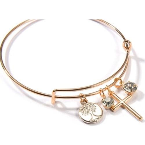 Tree of Life Cross Diamond Bracelets Lady Environment-Friendly Alloy Plated Bracelets Jewelry Accessories