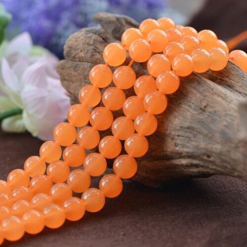 Joanlyn Grade A Natural Orange Jade Beads 6mm 8mm 10mm 12mm 14mm Smooth Polished Round 15 Inch Strand JA45