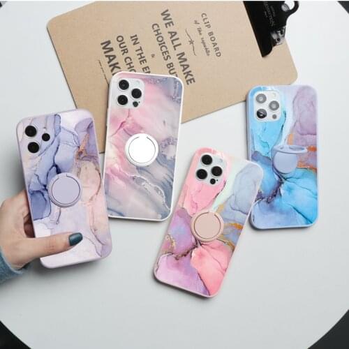 Magnetic Ring Holder Funda For Samsung Galaxy A10 A12 A21S A32 A22 A52 A72 A50 A51 A71 S21 Ultra S20 FE Plus Marble Texture Case