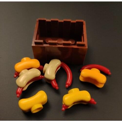 City Food Parts For Children Building Blocks Bricks Hot Dog MOC Friends Toys Accessories Part Basket Street View Cities Set Kit