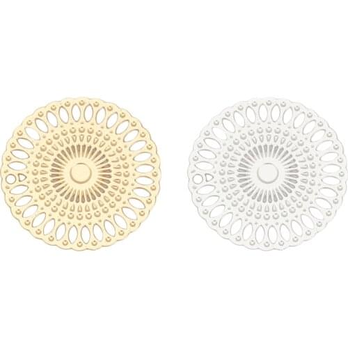 DoreenBeads Fashion Iron Based Alloy Filigree Stamping Connectors Round Silver Color Gold Color DIY Charms 20mm Dia, 10 PCs