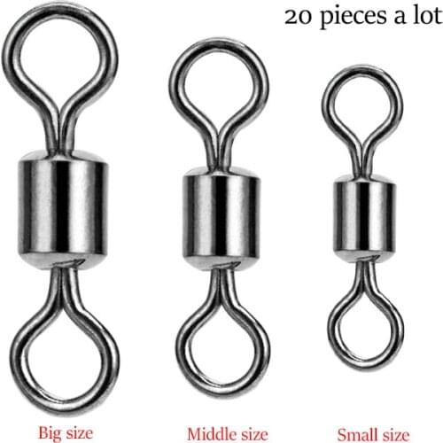 20 pcs/lot Stainless Steel 8 Shape Ring High Quality Fishing Tool Swivels Connectors for Crucian Carp Fishing Tackle Accessories