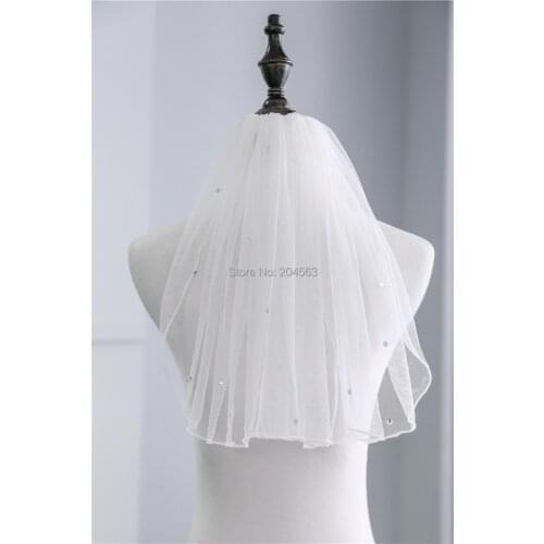 Short Cheap Wedding Veils Simple Tulle Veil for Bride with Comb HL