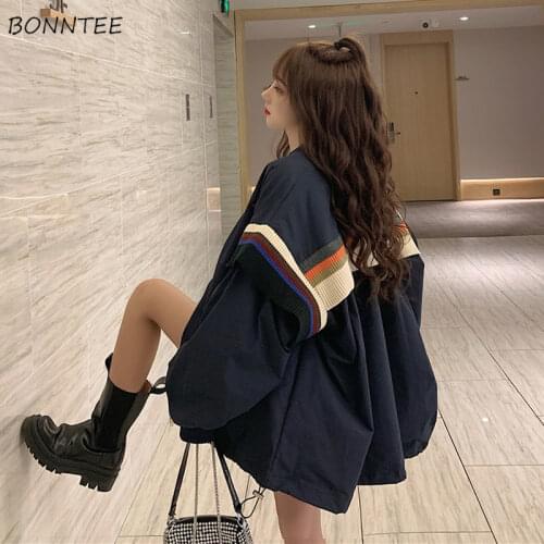 Jackets Women Clothing Spring Knitting Striped Pockets Loose Outwear All-match Mujer Soft Harajuku Female Design Classic Leisure