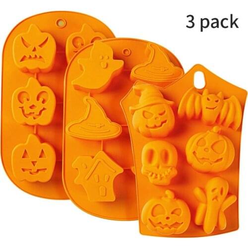Cute Silicone Mold DIY Baking Utensils Halloween Pumpkin Skull Cake Mold Make Pudding Ice Cube Chocolate Cupcakes