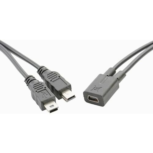 Mini USB Female To 2 Mini USB Male Mini USB Y Splitter Cord Extension Cable