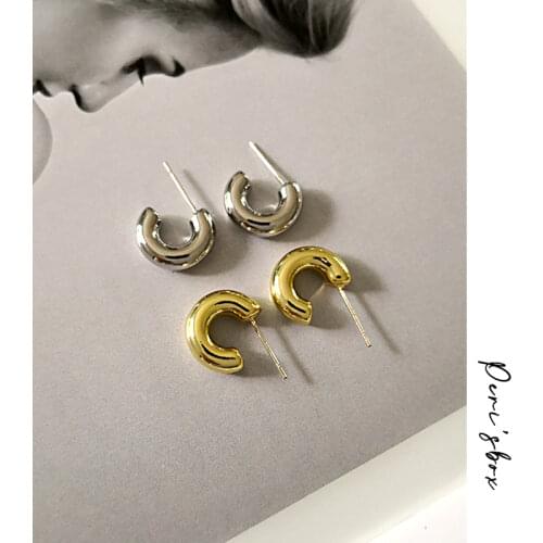 PerisBox 14mm Thick Mini Hoop Earrings for Women Chunky Gold Tiny Plain Hoops Little Earring Minimalist Everyday Earrings