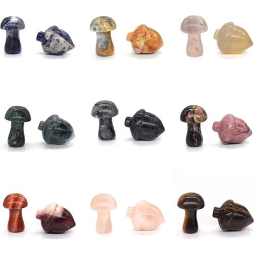 1 Set Mini Acorn Statue Mushroom Figurine Ornament Natural Stones Hand Carved Trinket Quartz Healing Crystal Art Home Decor 1"