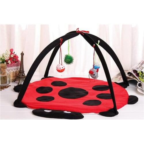 Multi-function Foldable Cat hammock Beetle Shape Tent Cat Bed With Bell Ball Cat Toys
