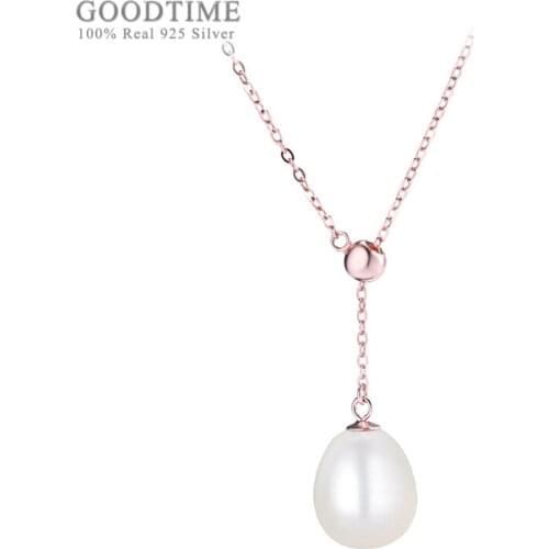 Fashion Women Pure 925 Sterling Silver Necklace Drop-shaped Beaded Pendant Clavicle Chain Jewelry Accessory Gift For Girl