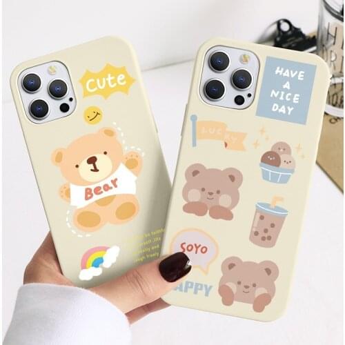 Soft TPU Case For iPhone 12 12mini Pro Max SE 2020 7 8 6 S Plus 5 S Cute Cartoon Bear Couqe For iPhone 11 Pro Max Silicone Cover